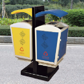 戶外三分類環保垃圾桶 果皮箱 不銹鋼 圓形 方形 11