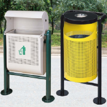 戶外三分類環(huán)保垃圾桶 果皮箱 不銹鋼 圓形 方形 06